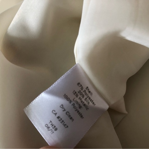 Talbots Silk Blend Metallic Detailed Dress in Cream & Silver Size 10 - Picture 11 of 13